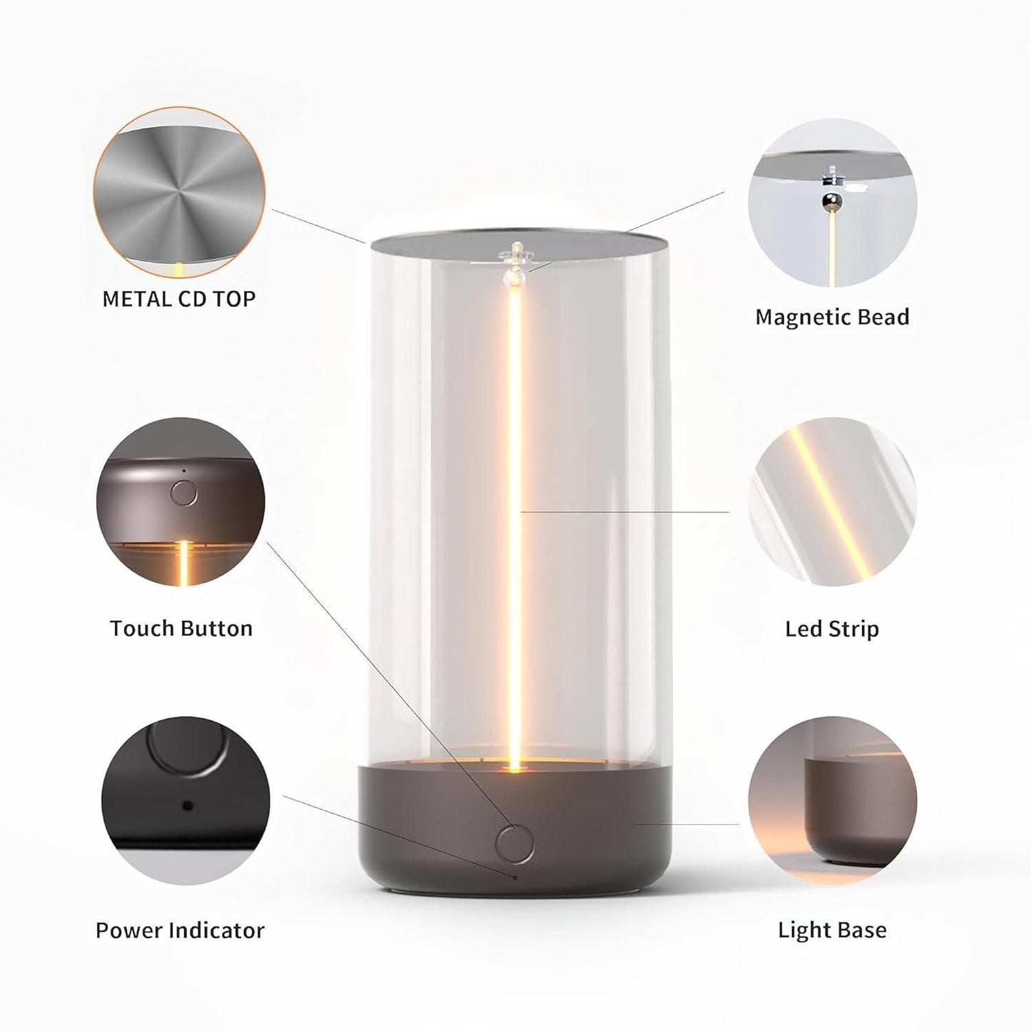 Magnetic Lamp Light – Modern Design for Desk, Nightstand and Home Decor