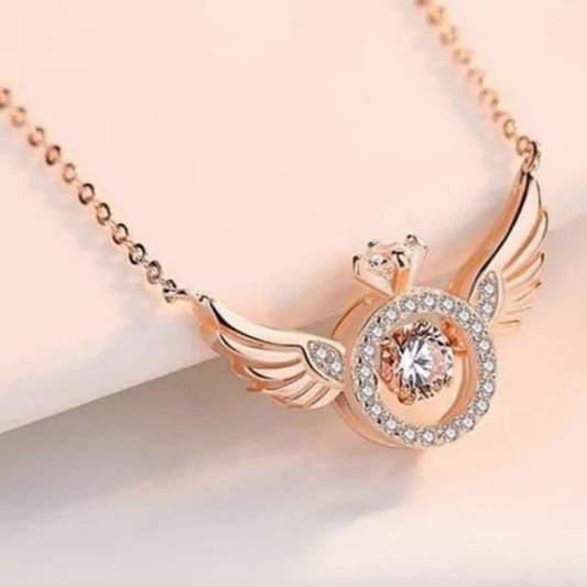 Angel Wings Rose Gold Pendant & Chain
