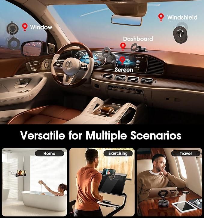 Compact and Hands-Free Vacuum Suction Magnetic Bracket